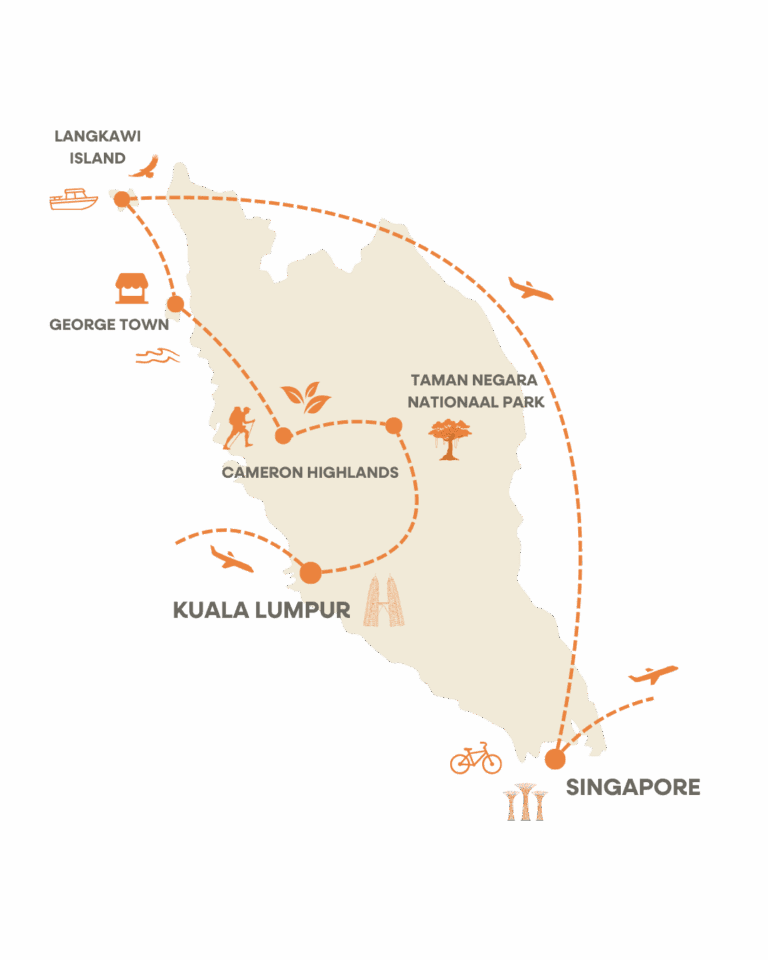 Groepsreis Maleisië & Singapore Route